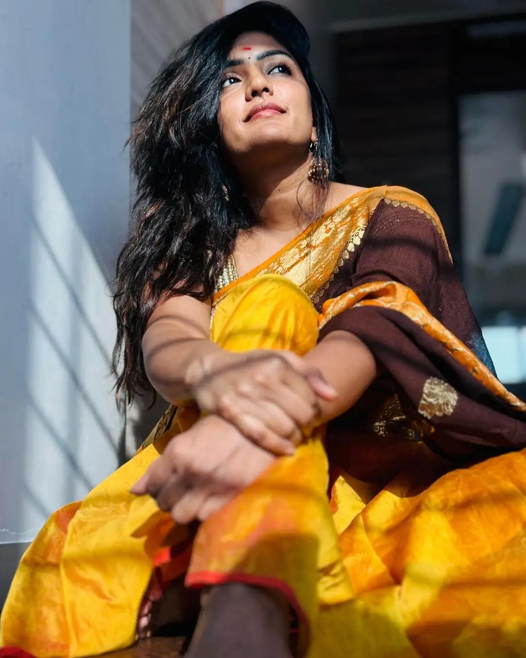 Indian Actress Eesha Rebba Stills in Yellow Lehenga White Choli